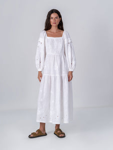 ETNODIM White linen embroidered dress Myt