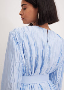 Blue Pleated Dress | Wearable Couture & Designer Elegance | Independent Fashion 