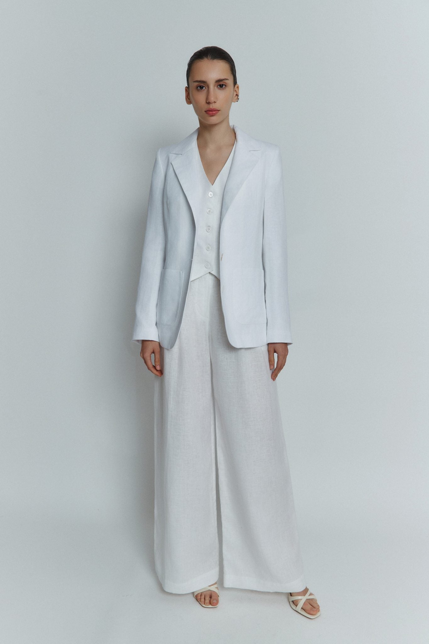 MORANDI WHITE LINEN WAISTCOAT