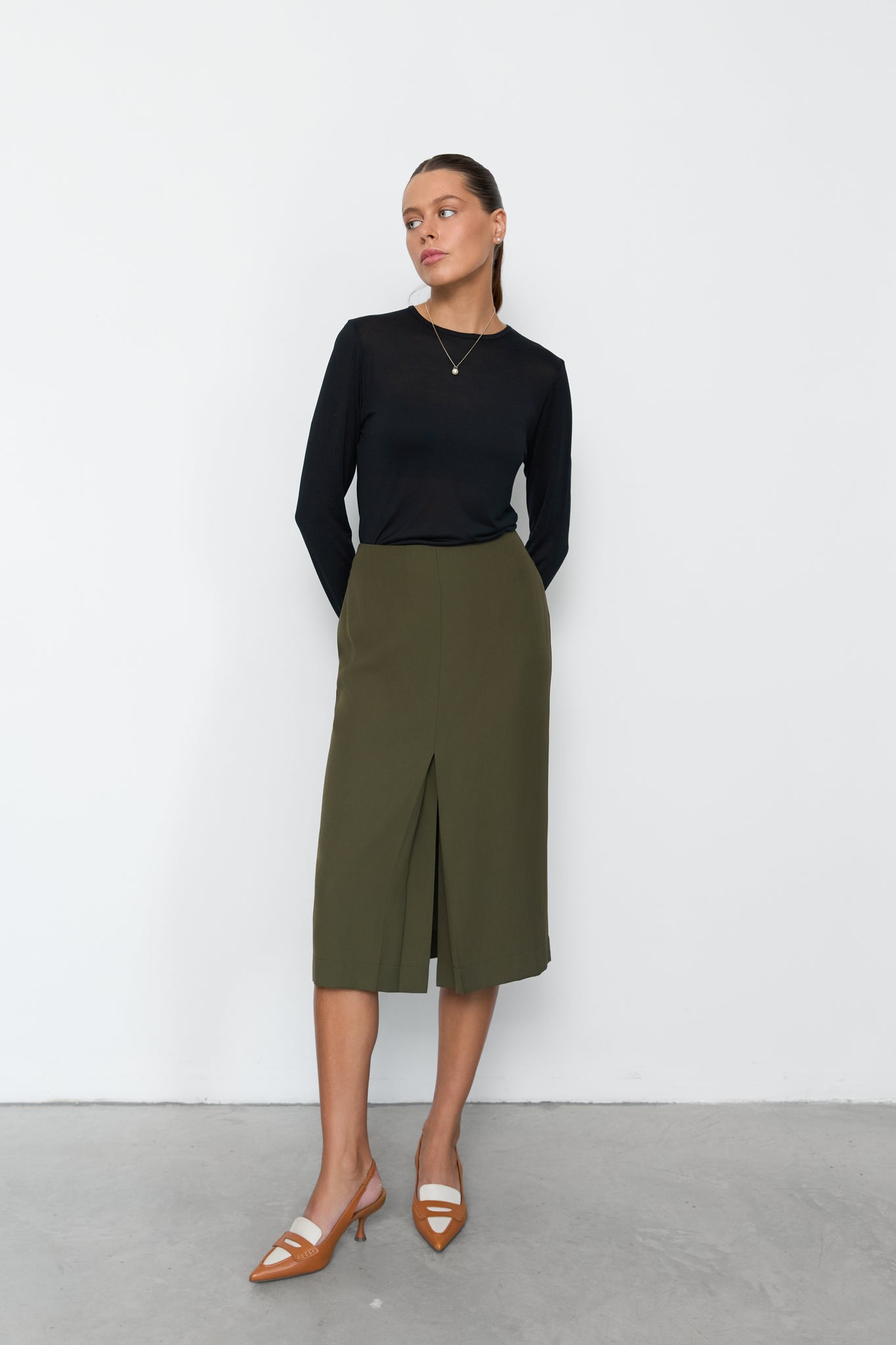 NAZARELLI OLIVE SKIRT