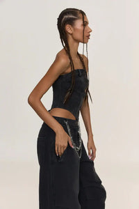 BUDDU BLACK DENIM CORSET