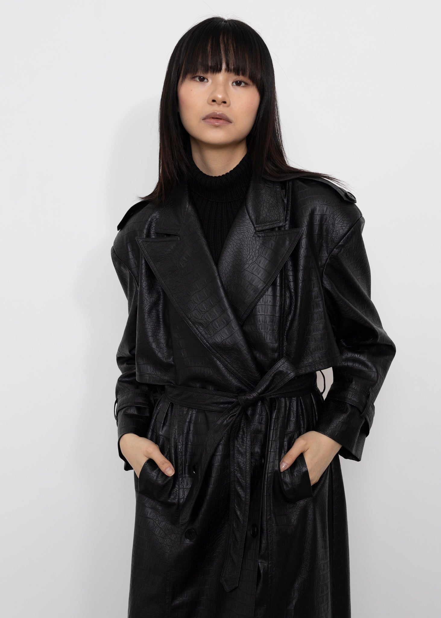 Leather Black Trench Coat