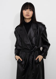 Leather Black Trench Coat
