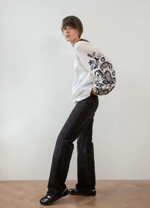GAPTUVALNYA EMBROIDERED BLOUSE INSPIRED BY TRADITIONAL SHIRT (BLACK ORNAMENT)