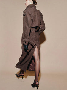 LUKAVA CHOCOLATE LEATHER TRENCH COAT