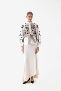 GAPTUVALNYA YAVORIVSKYI DYVOTSIVIT BLOUSE WITH KEPTERYK BLACK ORNAMENT