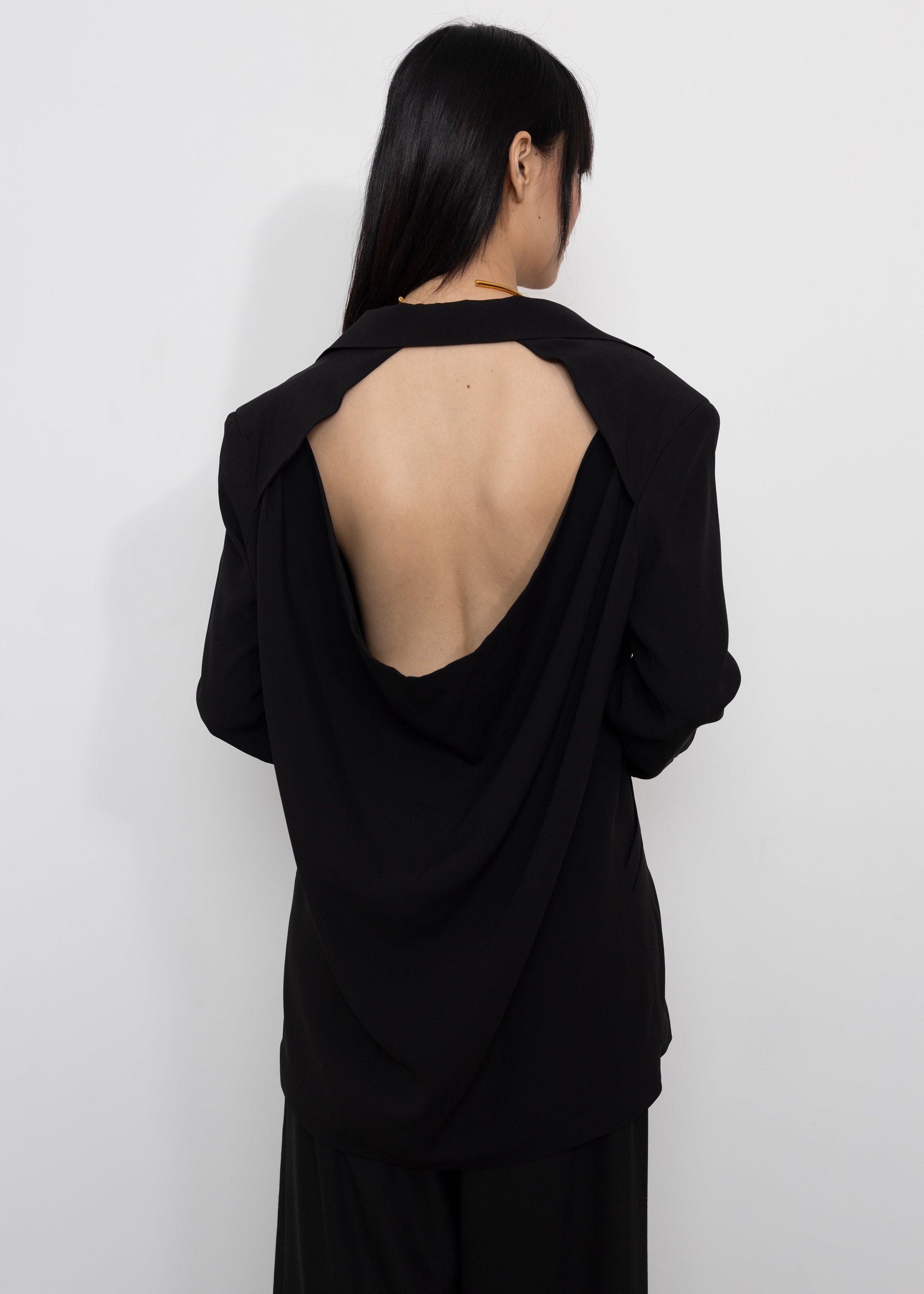 Black Open Back Blazer | Sustainable Fashion | Designer Blazer