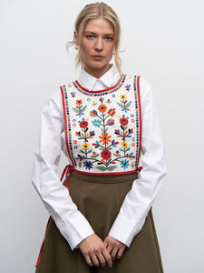 ETNODIM Linen embroidered vest with ties Yaryna vest