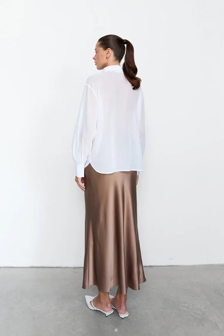 NAZARELLI BEIGE SILK SKIRT