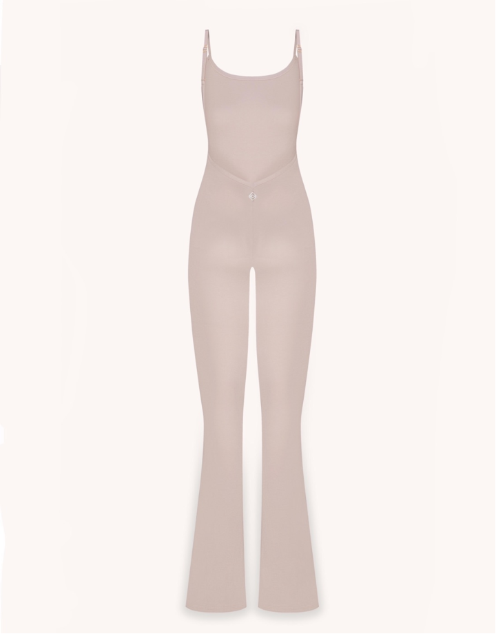 BLACKSEATRIBE BEIGE OPEN BACK YOGA BODYSUIT