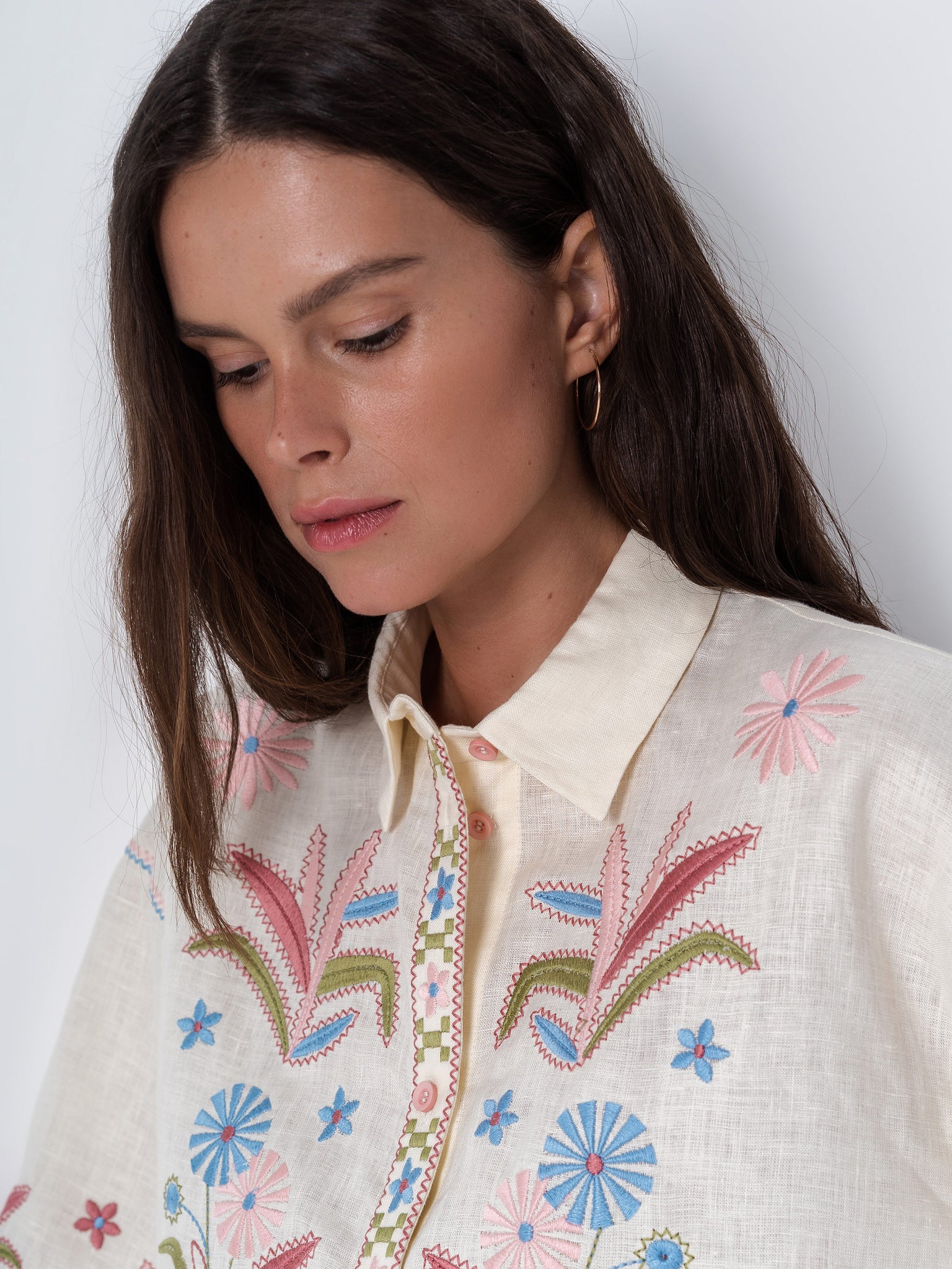 ETNODIM Linen shirt with floral embroidery Veselka