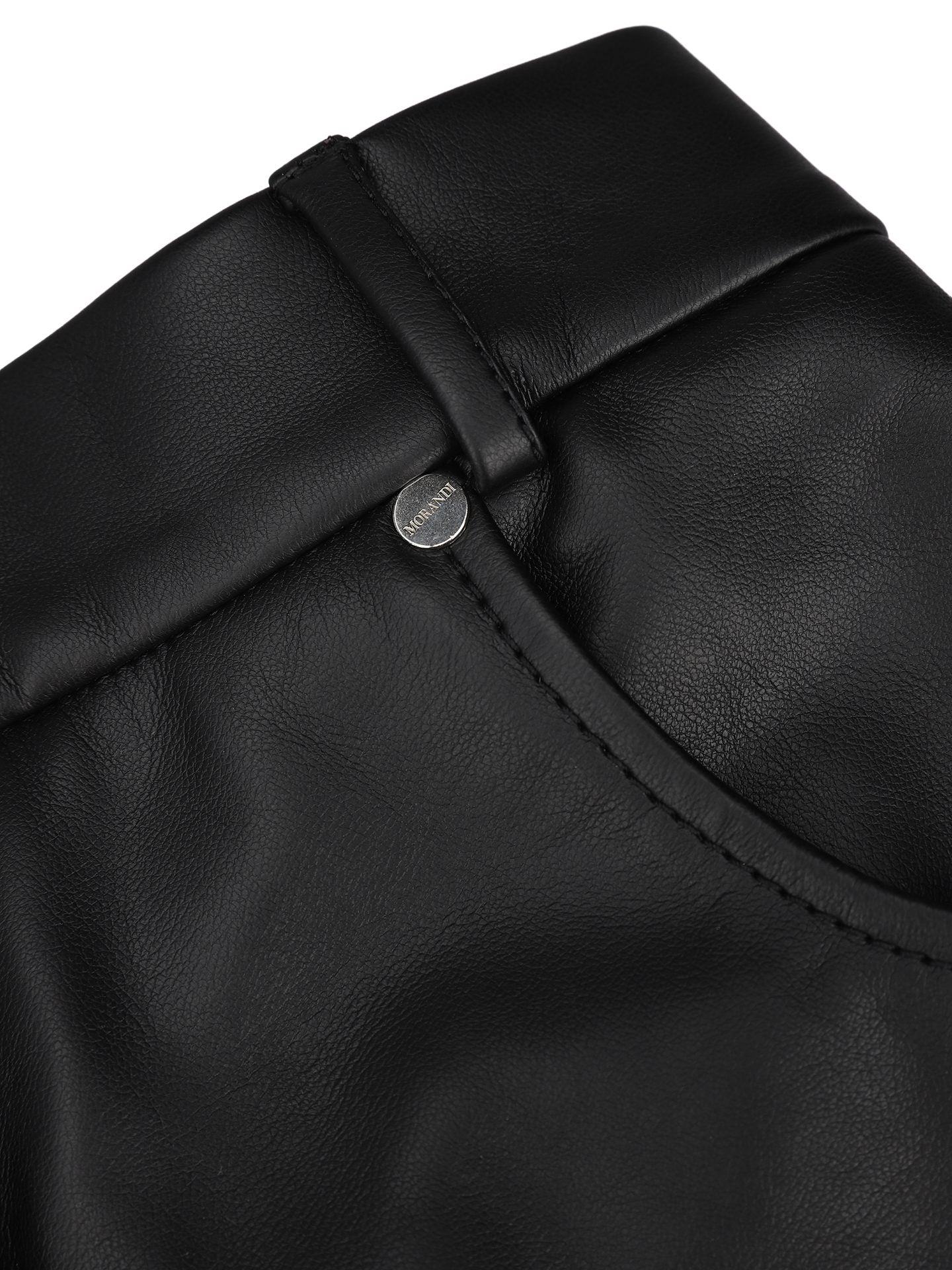 MORANDI BLACK ECO-LEATHER MIDI SKIRT