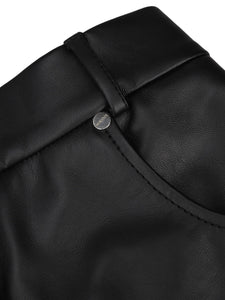 MORANDI BLACK ECO-LEATHER MIDI SKIRT