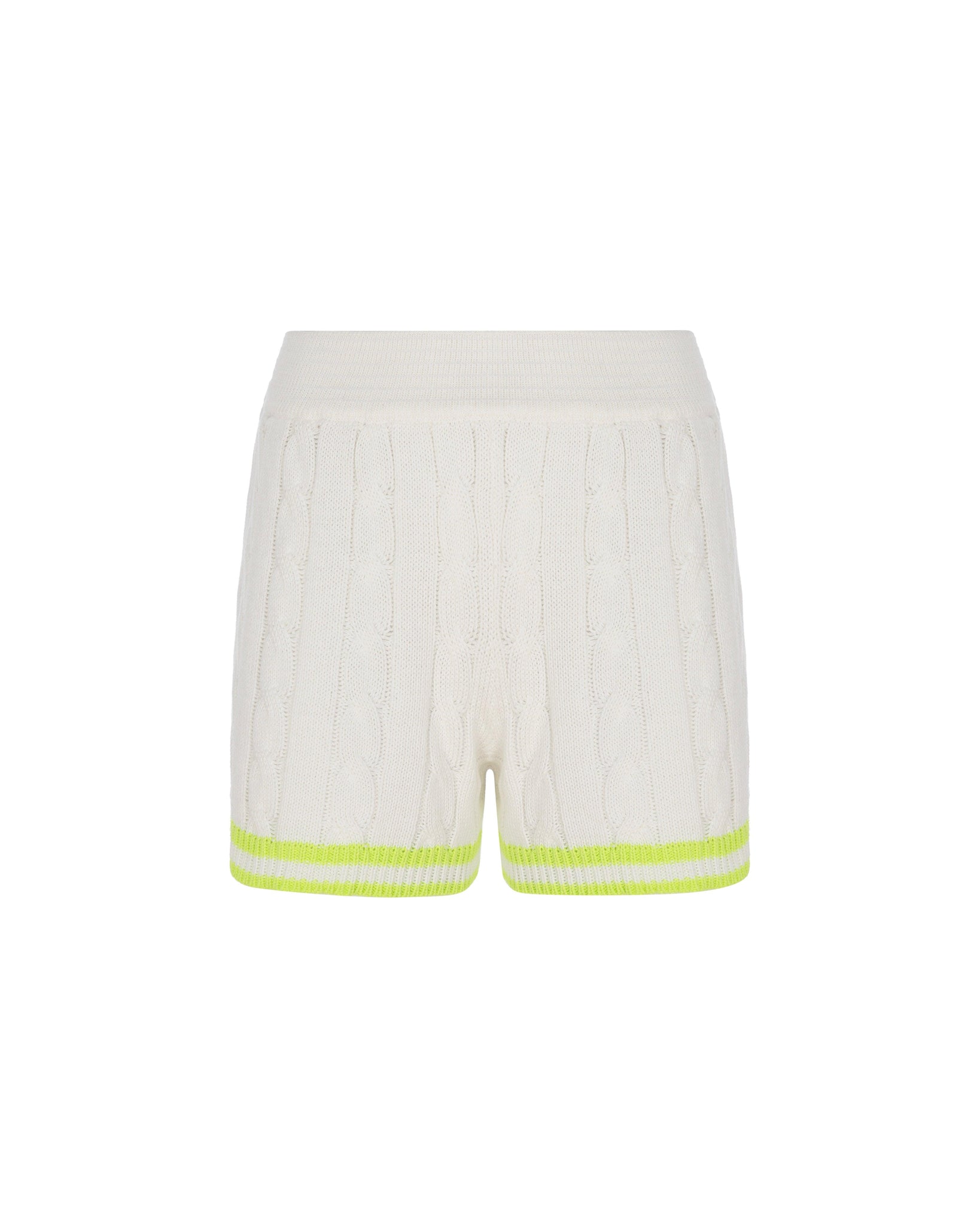 White and Neon Knitted Shorts