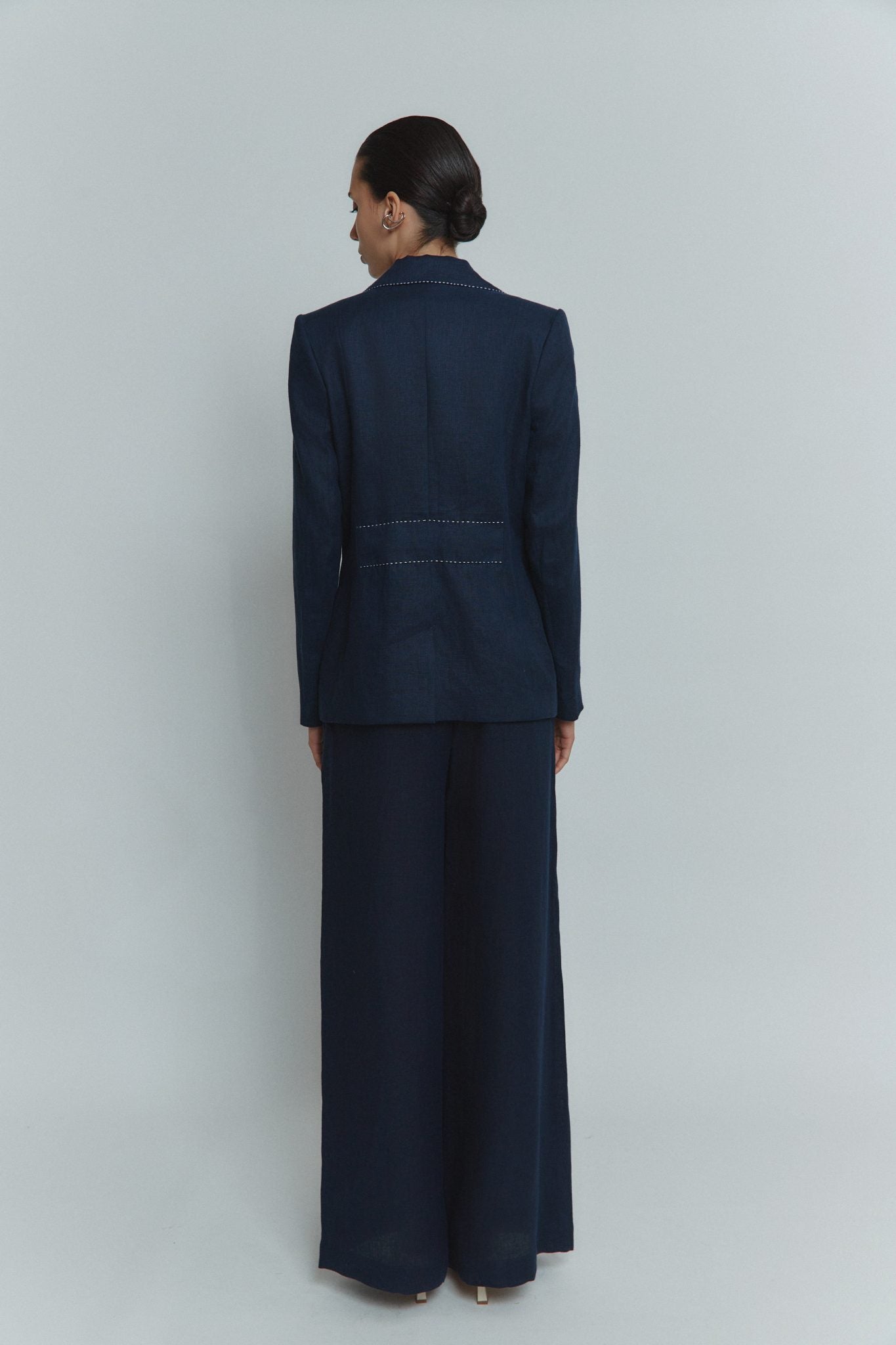 MORANDI NAVY LINEN BLAZER
