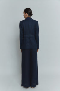 MORANDI NAVY LINEN BLAZER