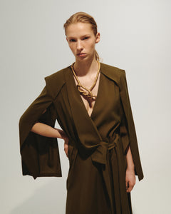 ETERNAL OLIVE CAPE STYLE DRESS