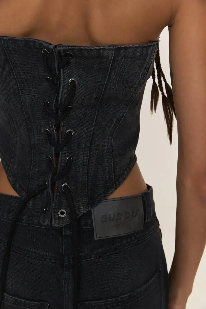 BUDDU BLACK DENIM CORSET