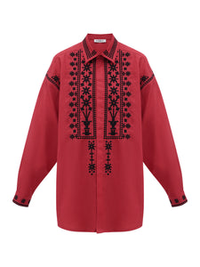 ETNODIM Red linen shirt with an embroidered ornament Nova Khata 1925