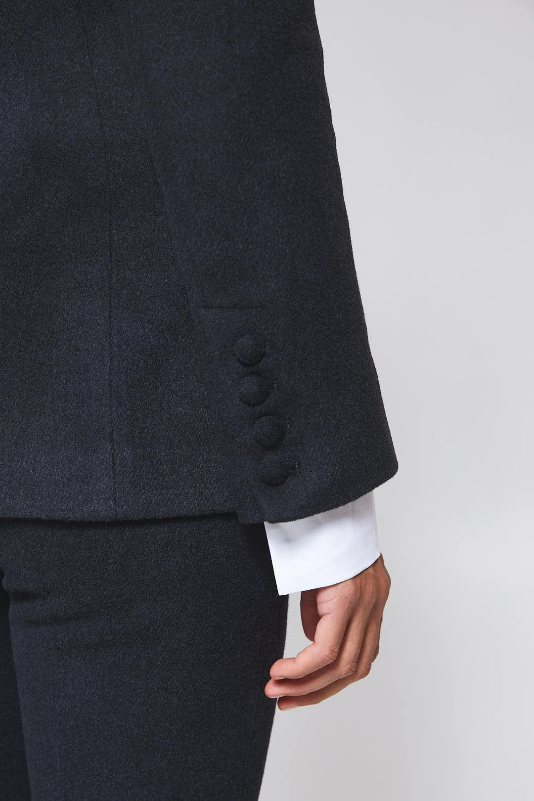 MORANDI GREY-BLUE FITTED SINGLE-BREASTED BLAZER