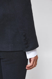 MORANDI GREY-BLUE FITTED SINGLE-BREASTED BLAZER