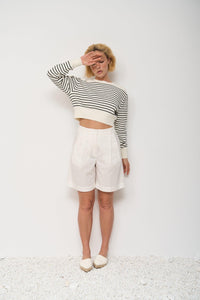 Black and White Striped Sweater | Designer Knitwear | Silk Blend Sweater 