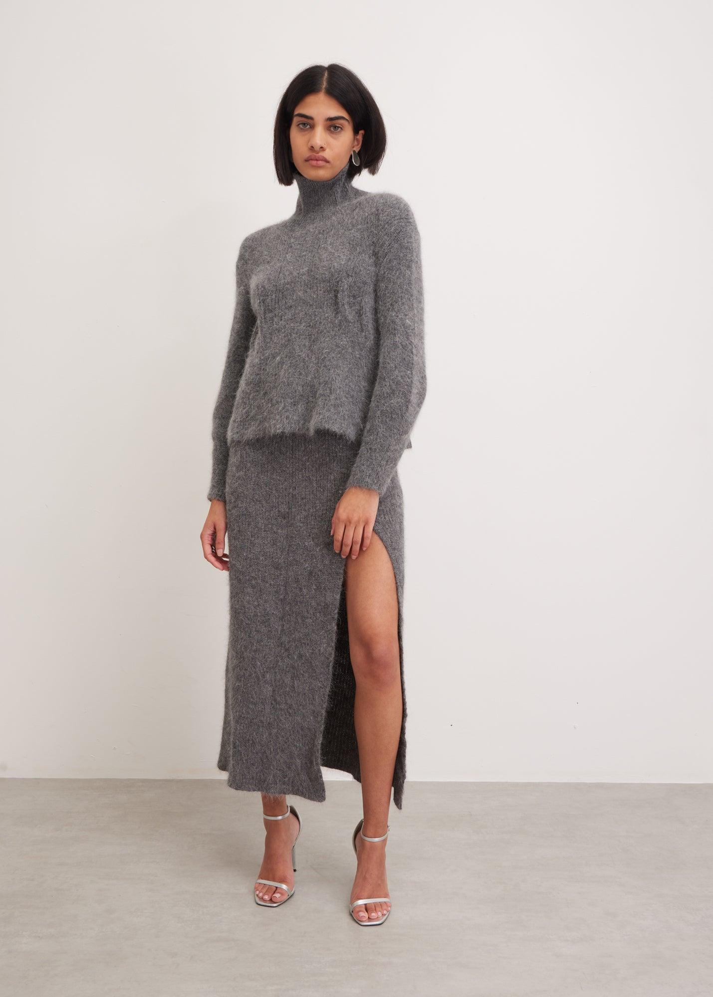 KNITEL grey angora sweater - SONI London