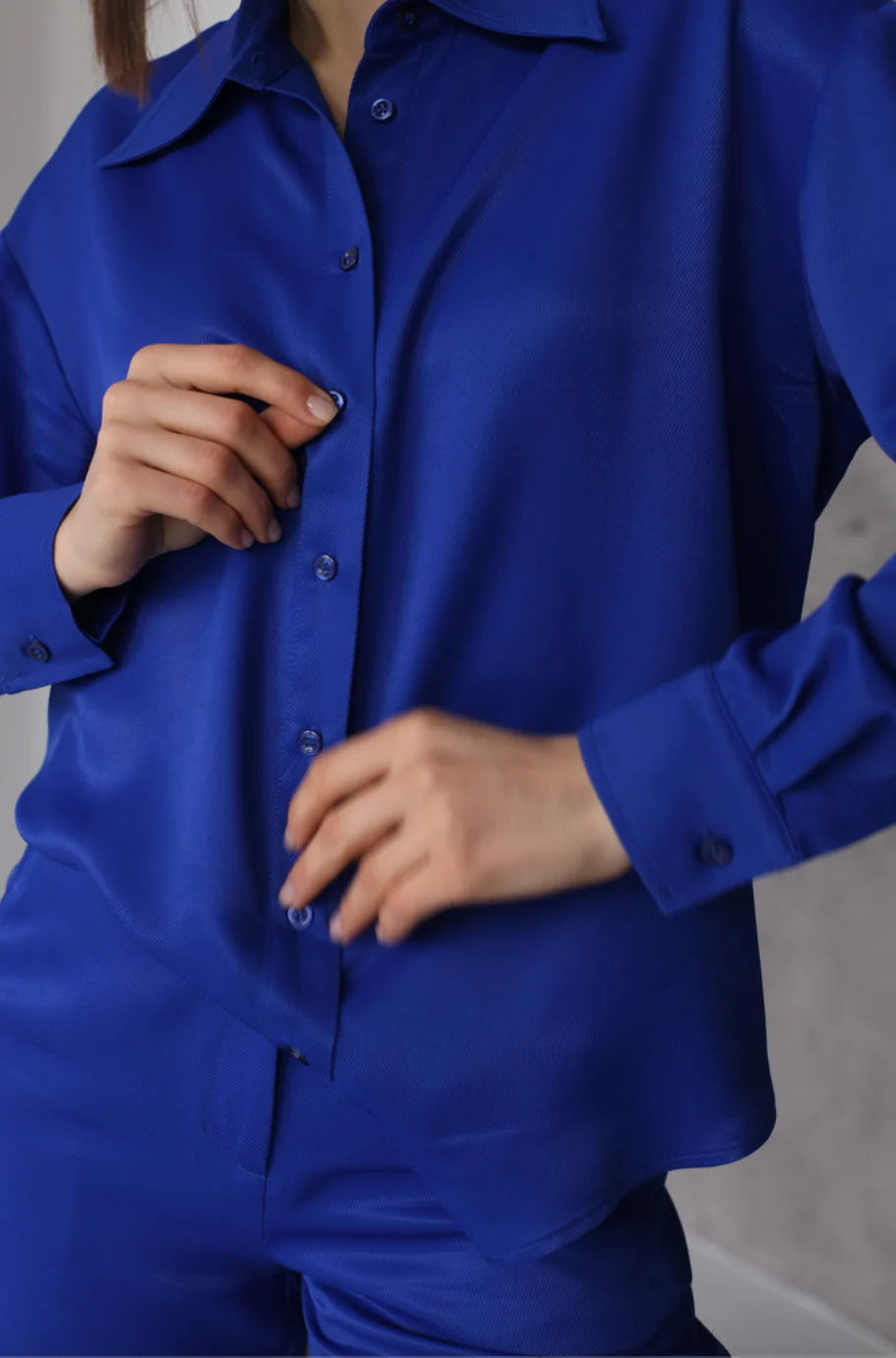 BUDZIKO SILK ELECTRIC BLUE SHIRT