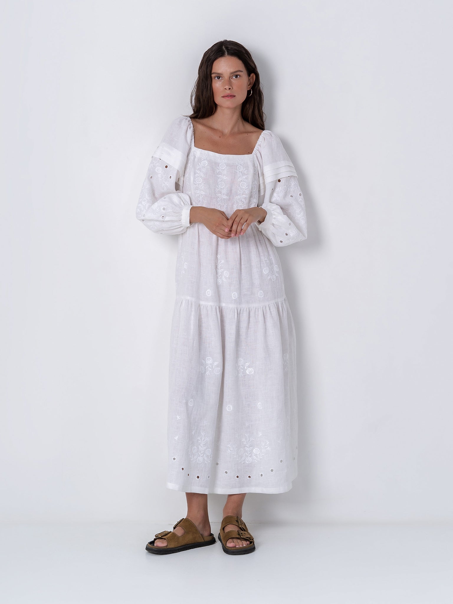 ETNODIM White linen embroidered dress Myt