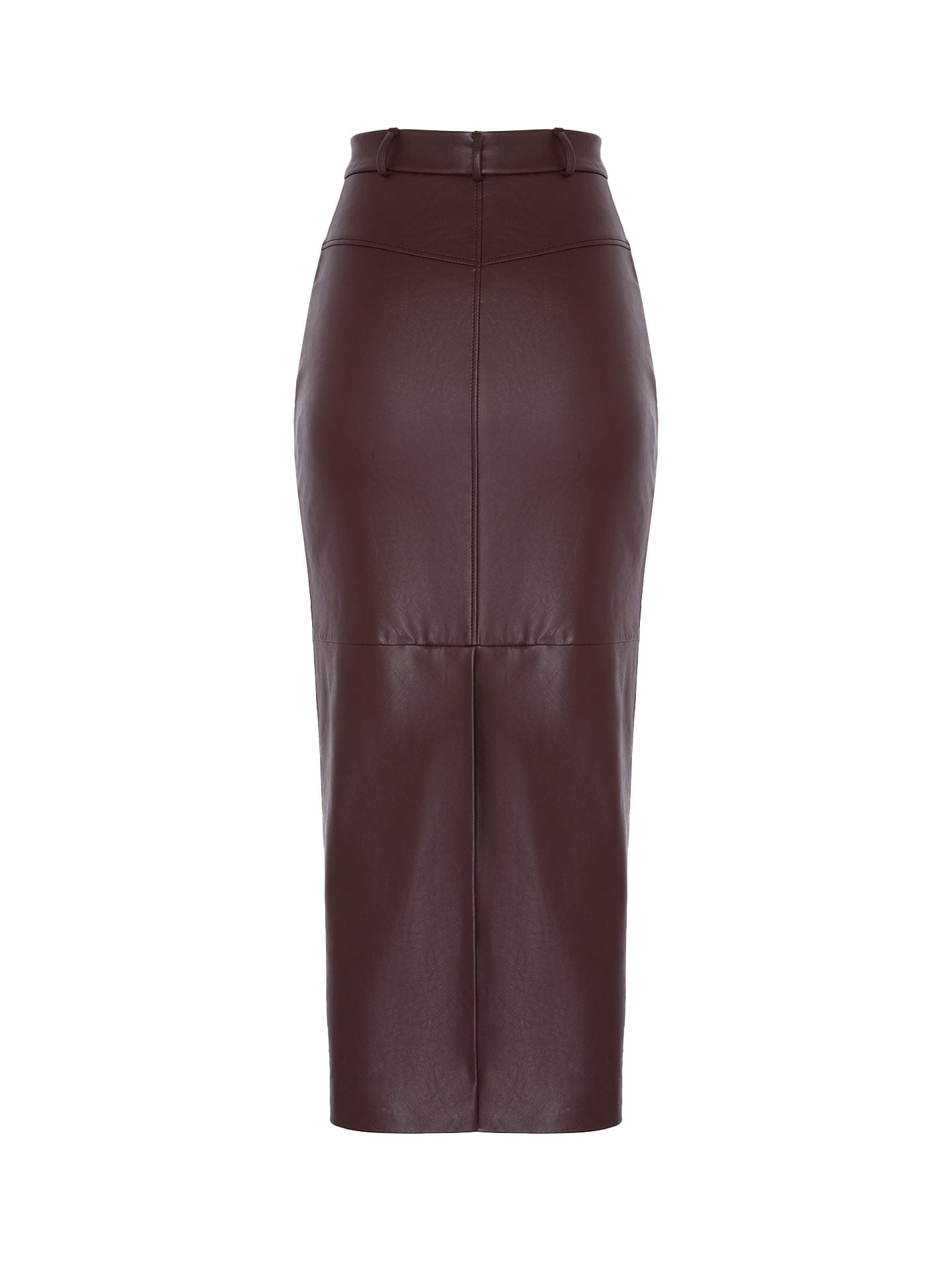 MORANDI BURGUNDY ECO-LEATHER MIDI SKIRT