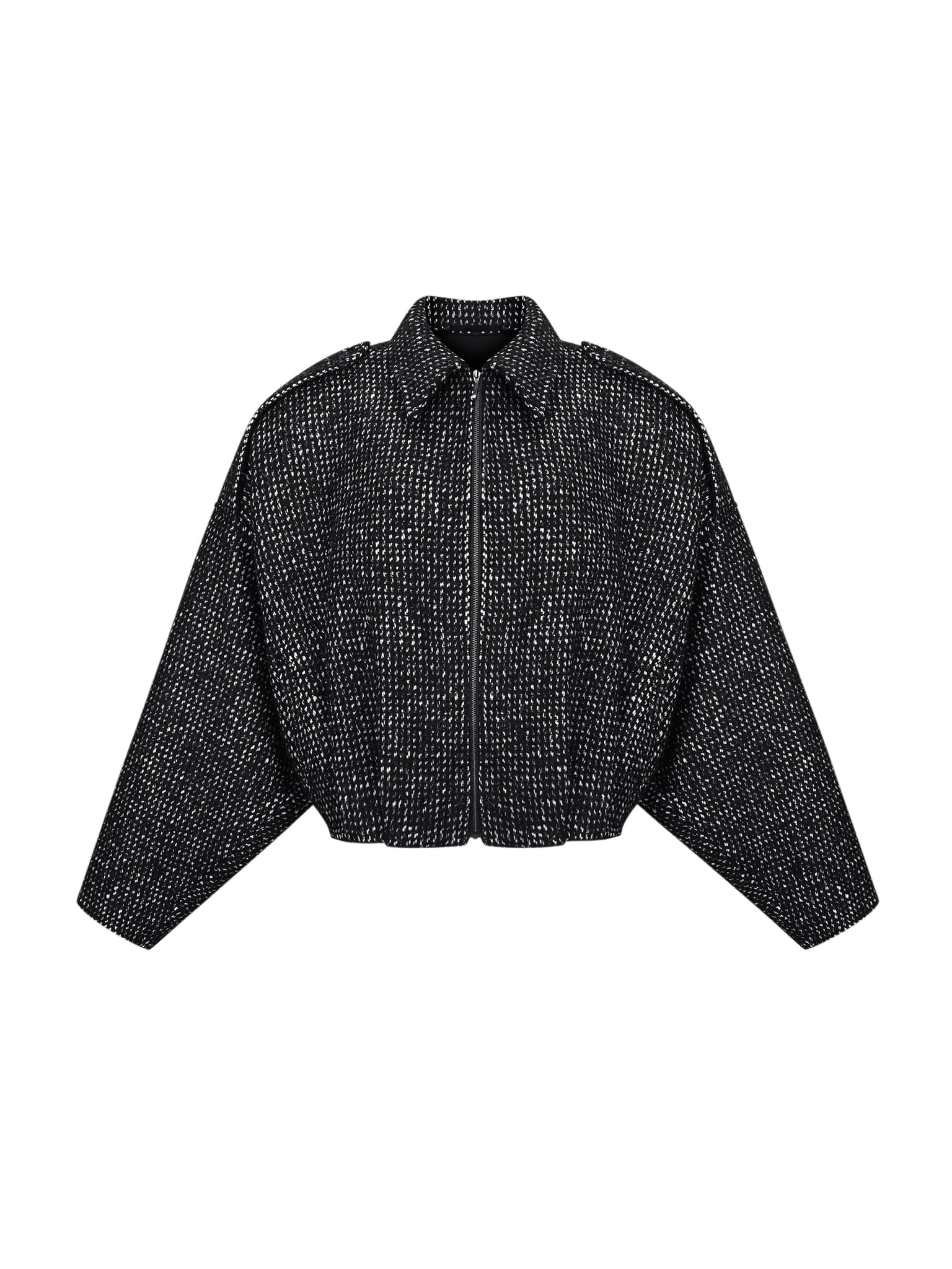 LUKAVA CROPPED TWEED BOMBER JACKET