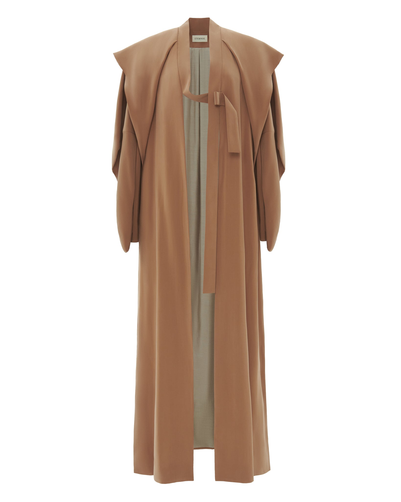 ETERNAL BROWN ASYMMETRIC TRENCH COAT