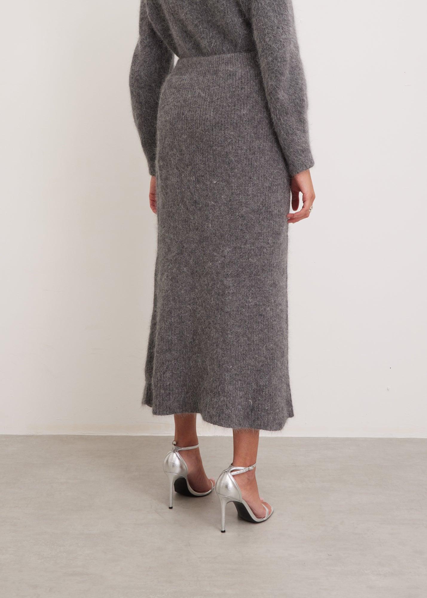 KNITEL grey angora skirt - SONI London