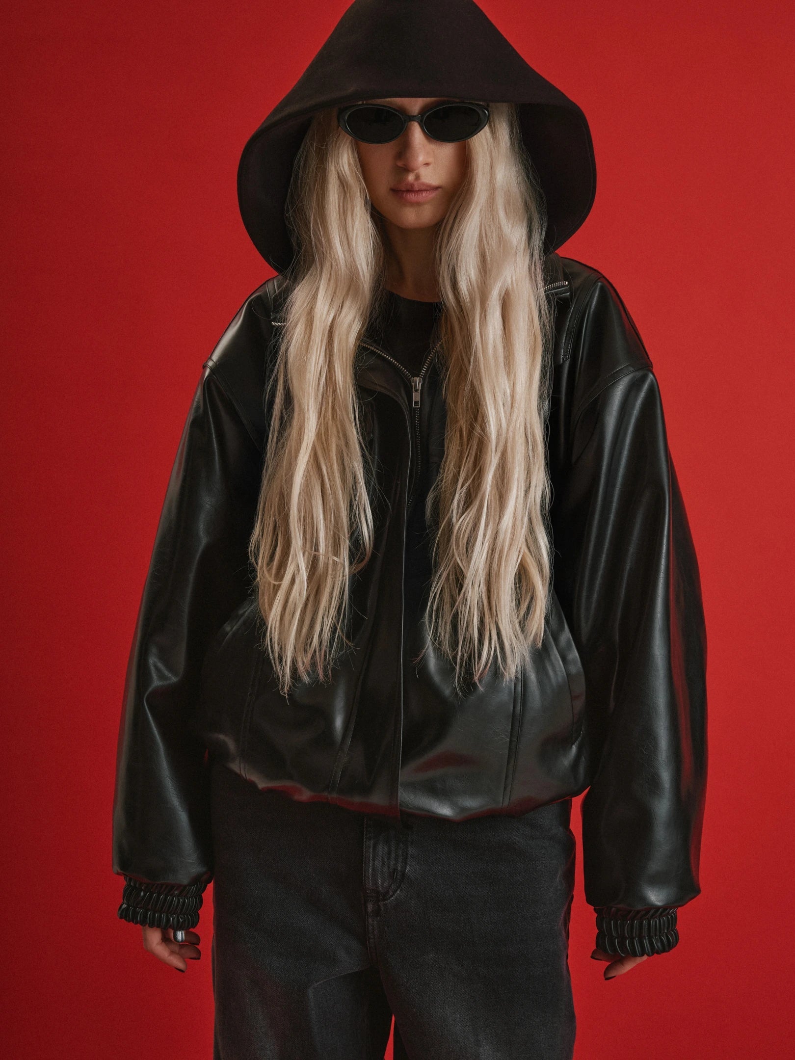 Stylish Faux Leather Bomber Jacket - Blade Style