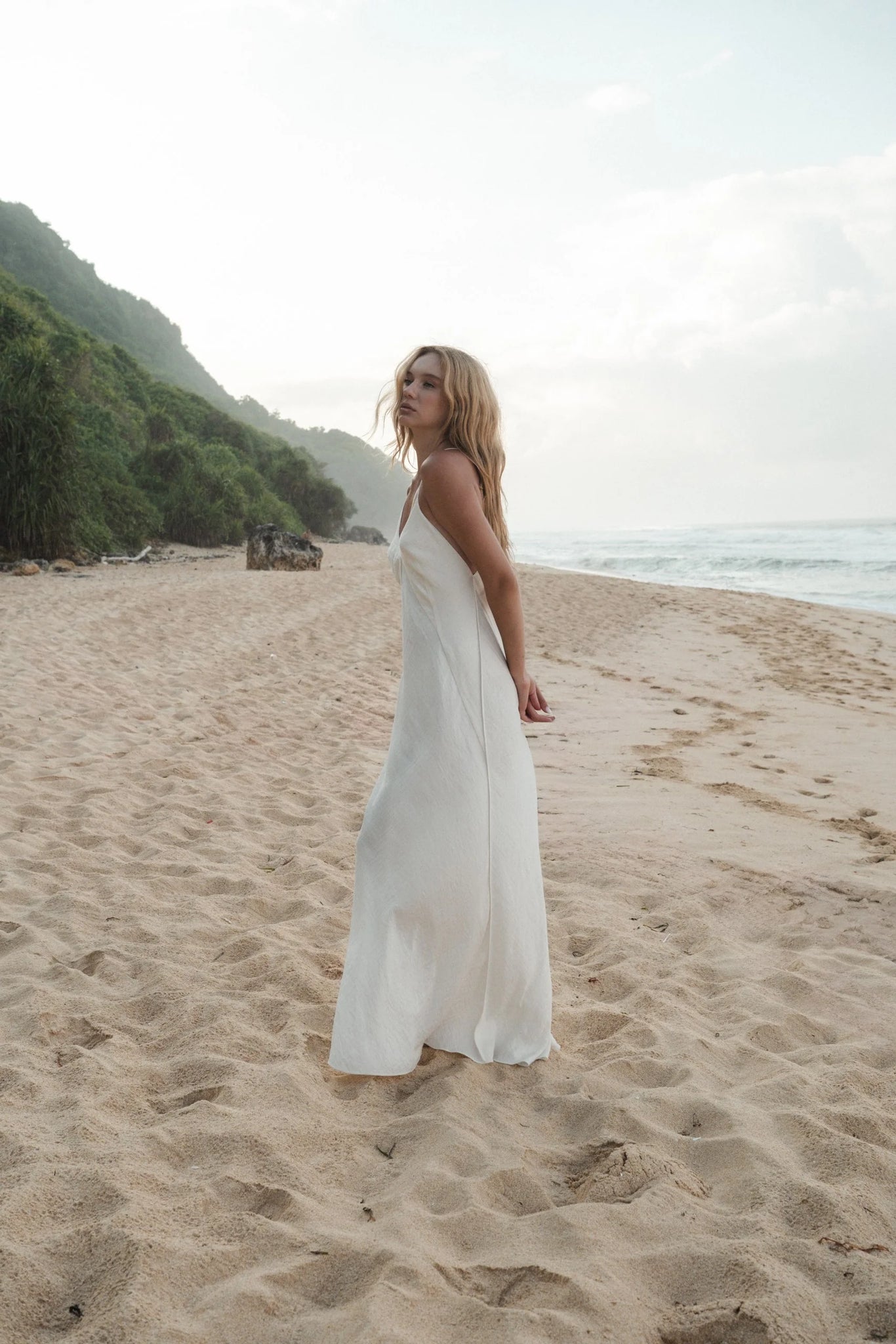 FIORE BIANCO STRAPPY MAXI SLIP DRESS