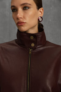 MORANDI BURGUNDY ECO-LEATHER JACKET