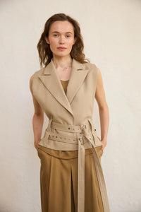 SELERA BEIGE DETACHABLE TRENCH AND VEST SET