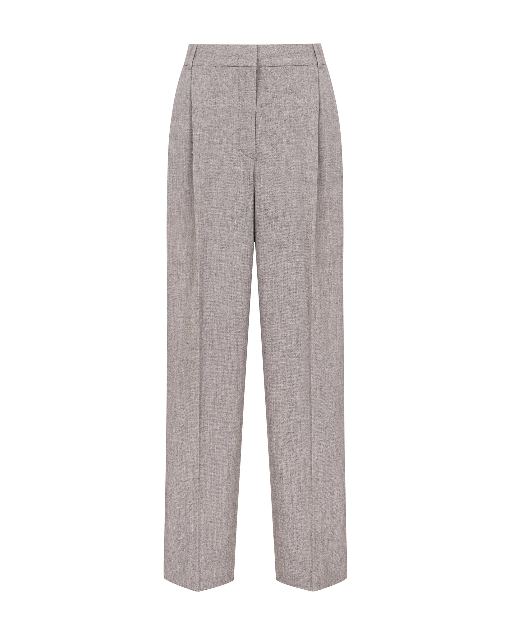Grey Wide-Leg Tailored Trousers