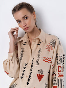 ETNODIM Beige linen embroidered shirt SLOVO