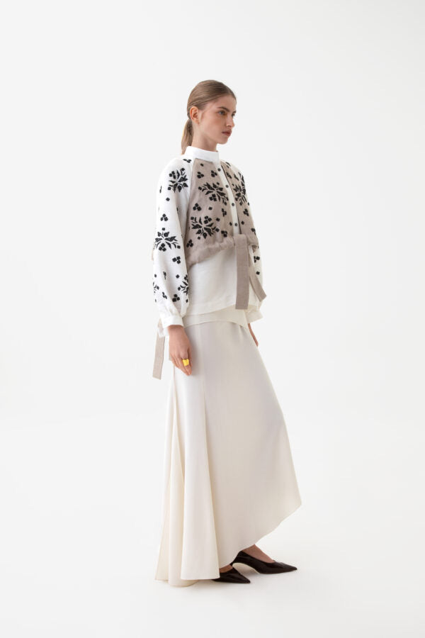 GAPTUVALNYA YAVORIVSKYI DYVOTSIVIT BLOUSE WITH KEPTERYK BLACK ORNAMENT