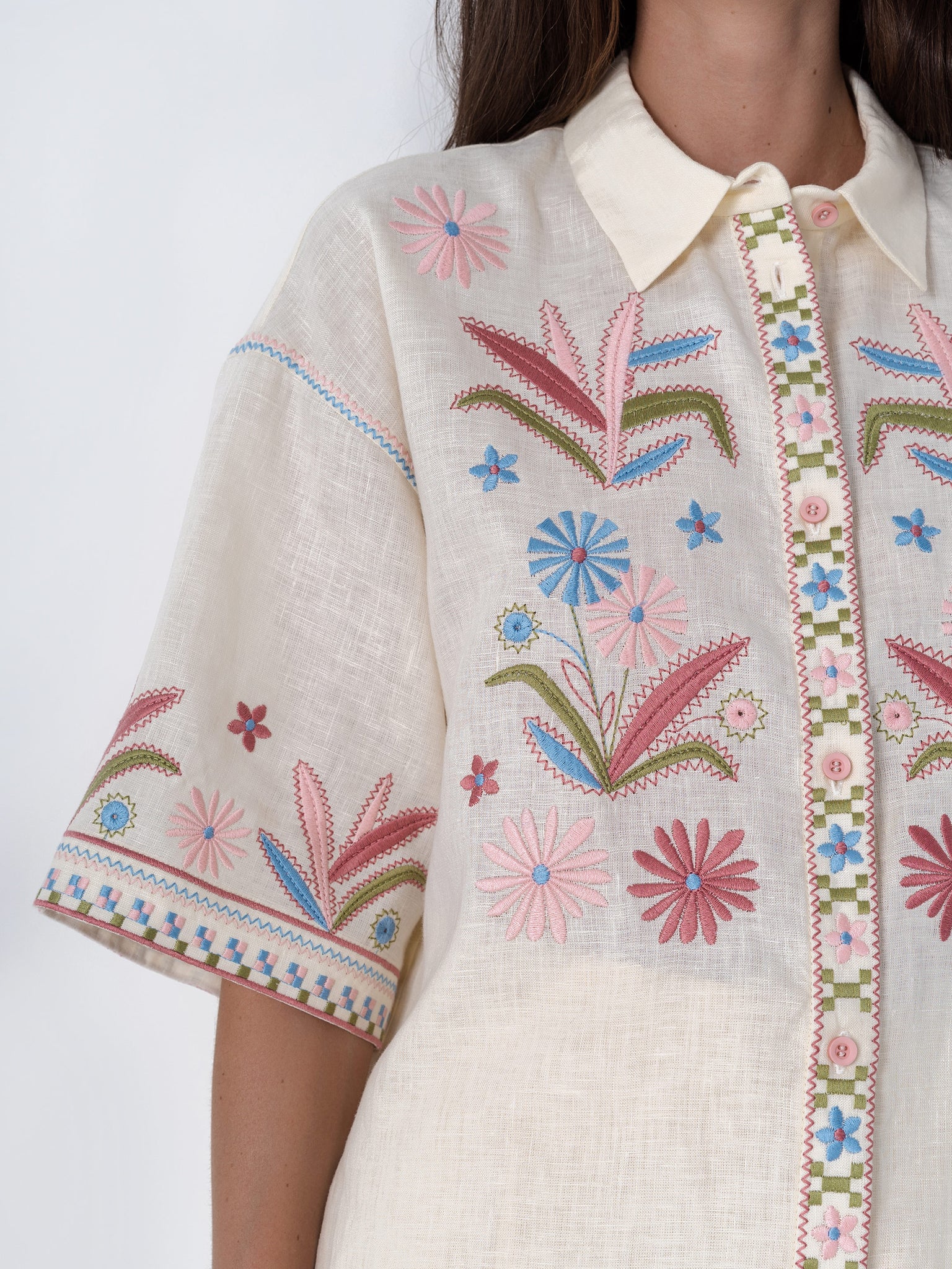 ETNODIM Linen shirt with floral embroidery Veselka