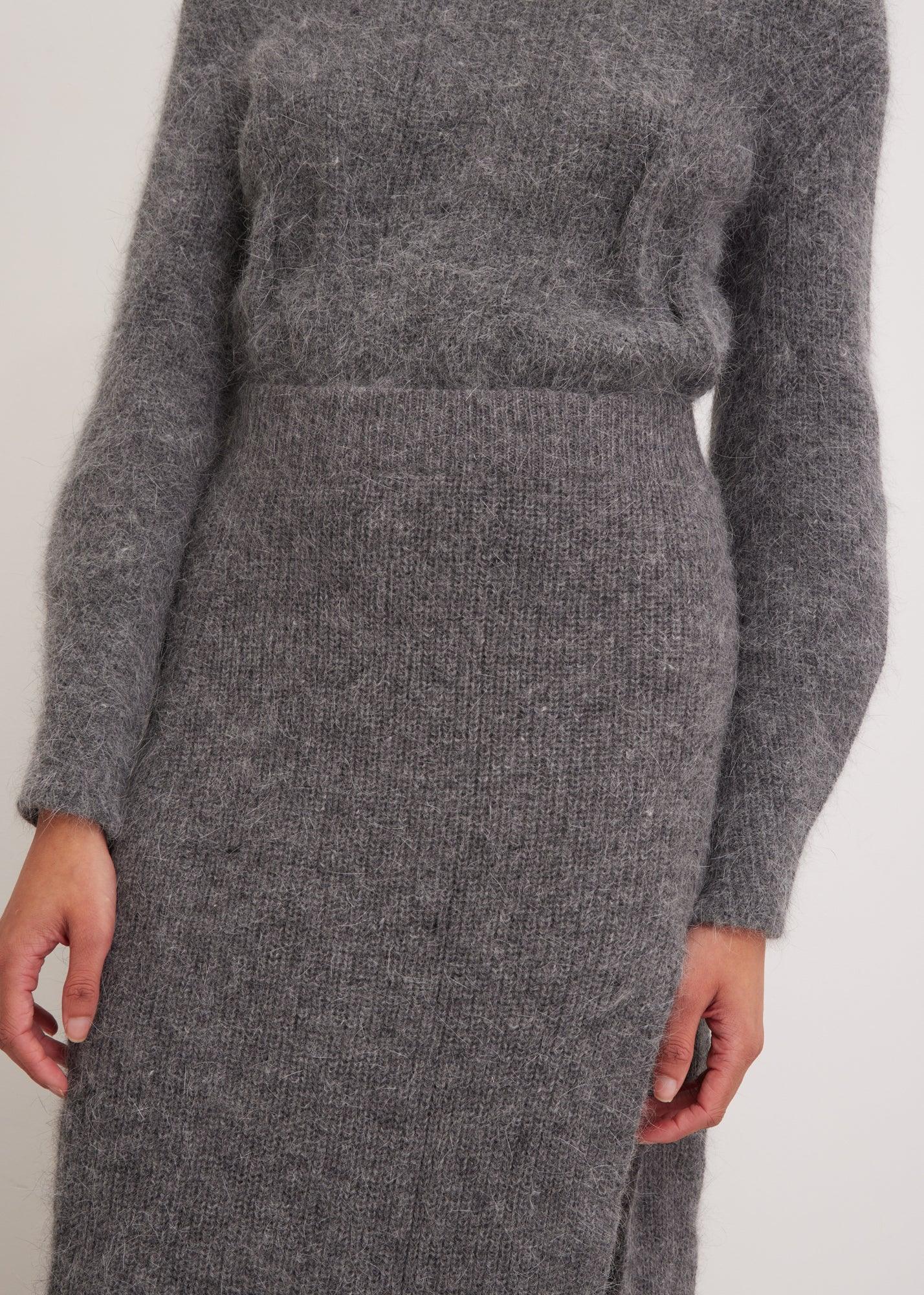 KNITEL grey angora skirt - SONI London