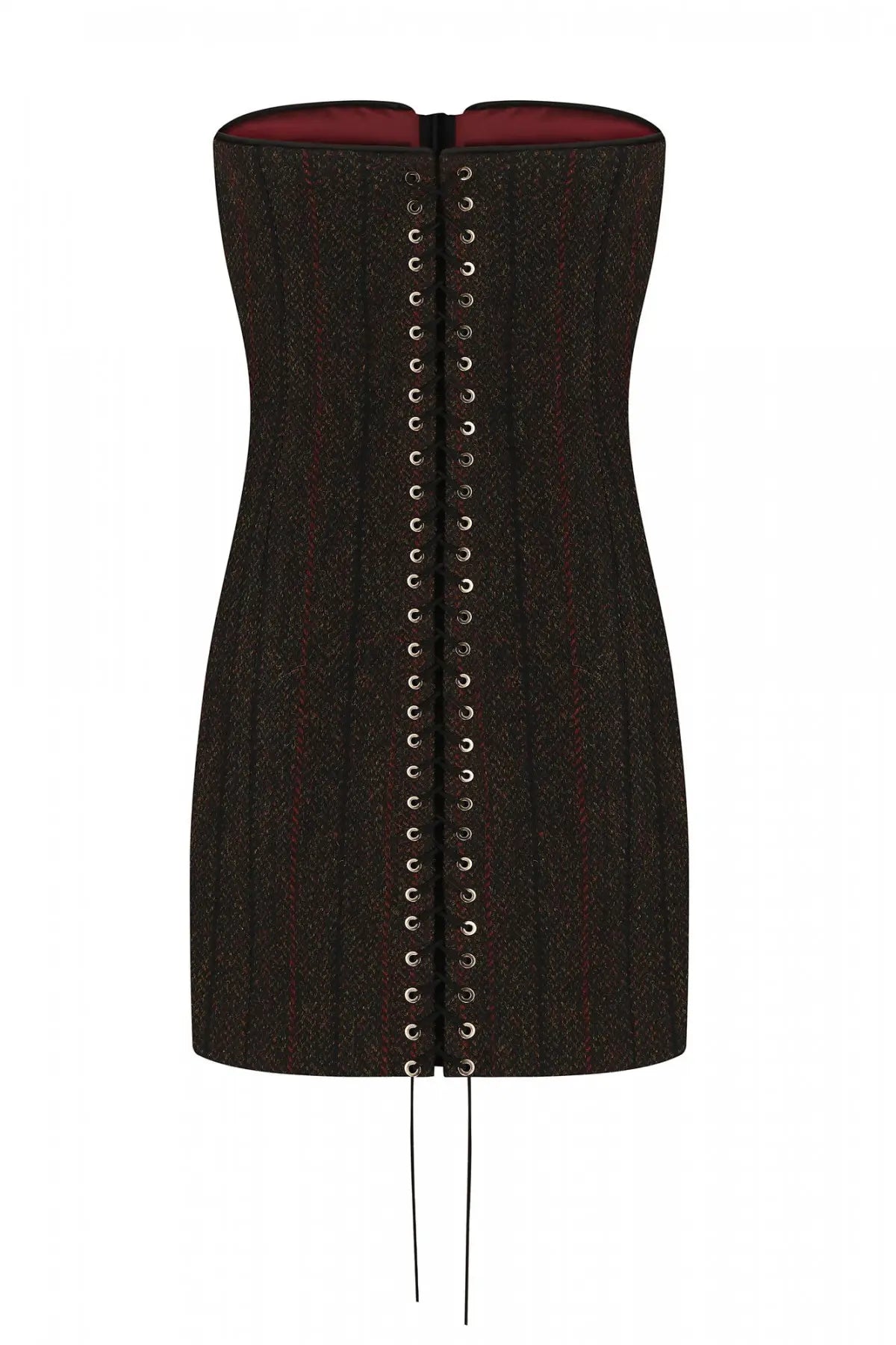 KAFIZOVA STRAPLESS LACE-UP TWEED MINI DRESS CORSET