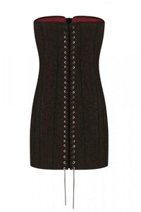 KAFIZOVA STRAPLESS LACE-UP TWEED MINI DRESS CORSET