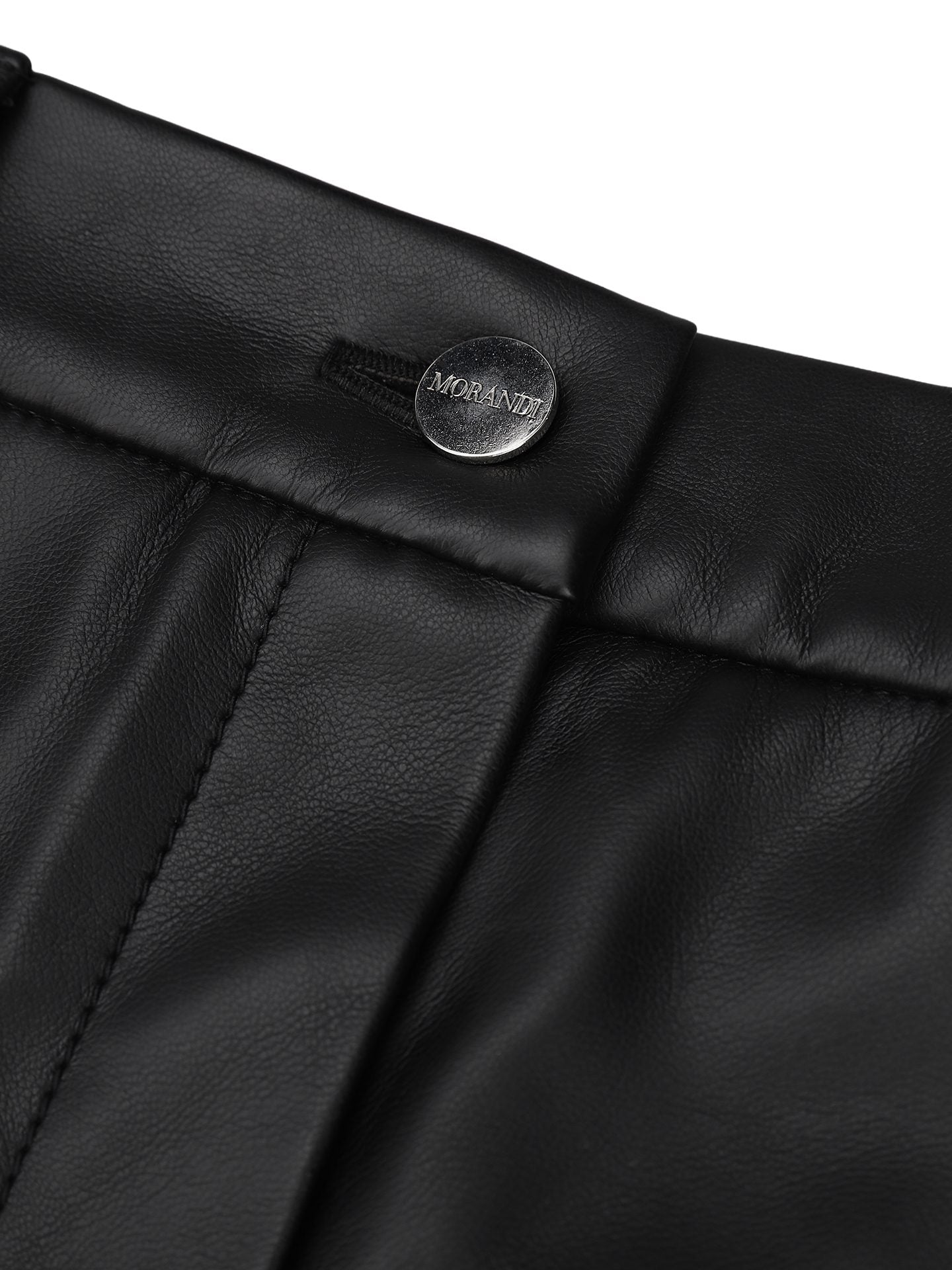 MORANDI BLACK ECO-LEATHER MIDI SKIRT