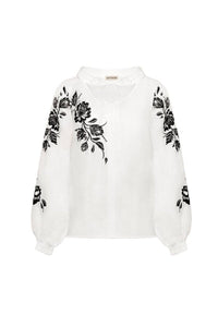 GAPTUVALNYA – ROZHA EMBROIDERED BLOUSE (BLACK ORNAMENT)