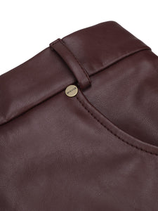 MORANDI BURGUNDY ECO-LEATHER MIDI SKIRT