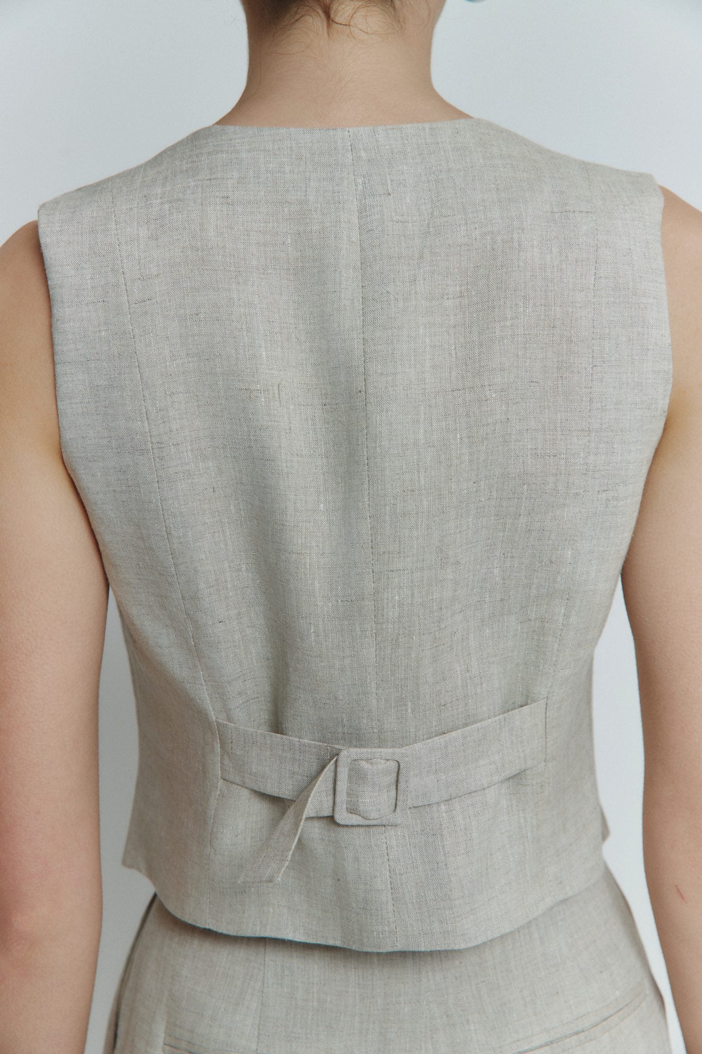 MORANDI BEIGE LINEN WAISTCOAT