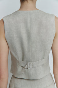 MORANDI BEIGE LINEN WAISTCOAT
