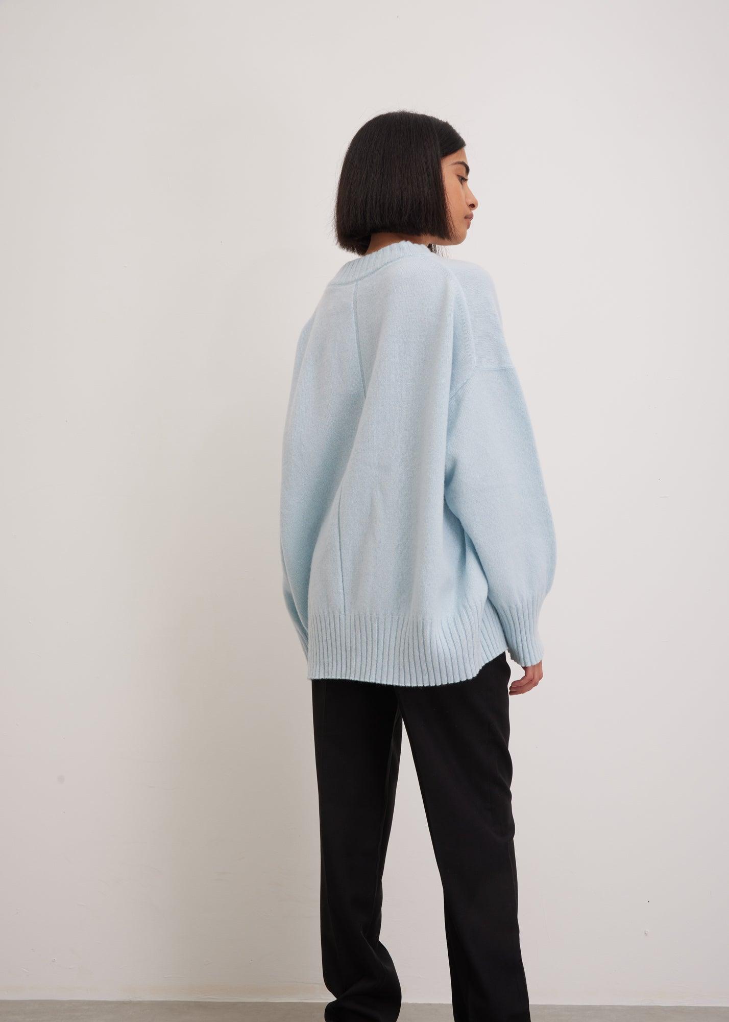 Light Blue Wool Cashmere Sweater | Luxury Knitwear | Designer Sweater 